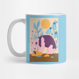 Ants the Anteater in a flower garden paper collage art Mug